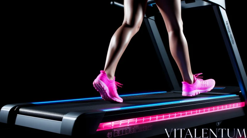 Energetic Woman Running on Treadmill - Fitness Motivation AI Image