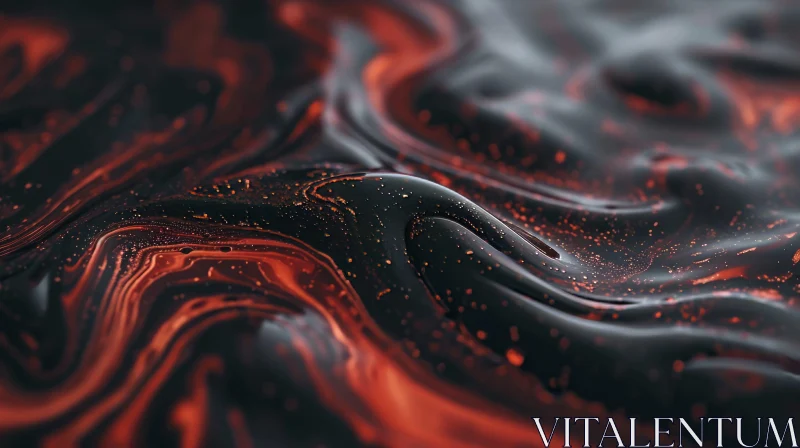 Intriguing Black and Red Liquid Close-up AI Image