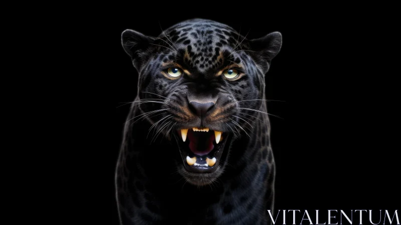 Intense Close-up of Black Panther's Face AI Image