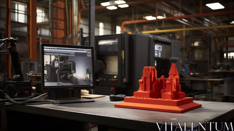 Captivating 3D Printed Cityscape Model in a Factory Setting AI Image