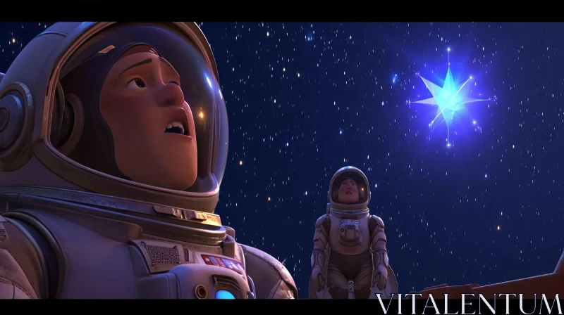 Futuristic Space Movie Scene with Astronauts AI Image