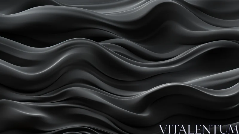 Intriguing Black Wavy Silk 3D Art AI Image