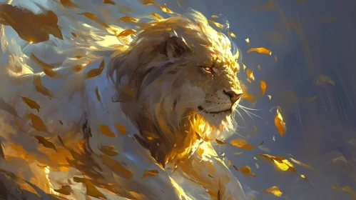Majestic Lion's Head Digital Painting