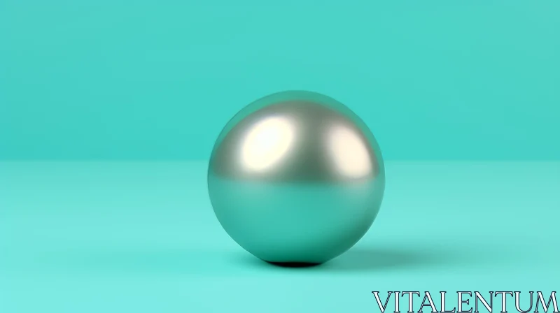 Shiny Sphere on Blue Background - Abstract 3D Rendering AI Image