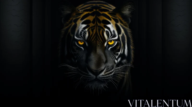 Intense Tiger's Face Digital Painting AI Image