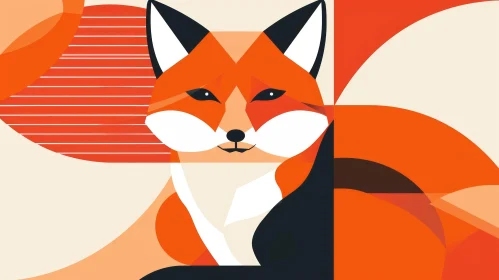 Geometric Red Fox Illustration - Sitting Position