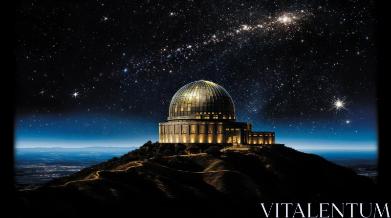 AI ART Enchanting Astronomical Observatory on Hilltop