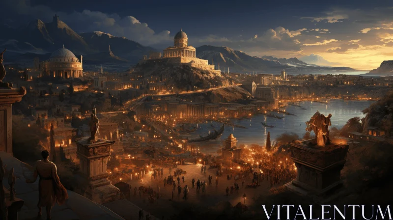 Glimpses of an Ancient City at Dusk | Neoclassical Enlightenment Era Art AI Image