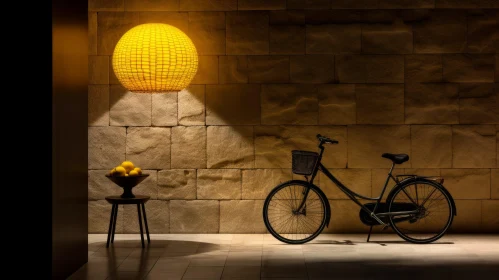 Serene Urban Scene with Bicycle and Lemons