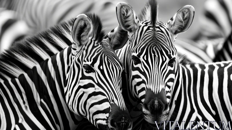 Intimate Encounter: Black and White Zebra Photo AI Image