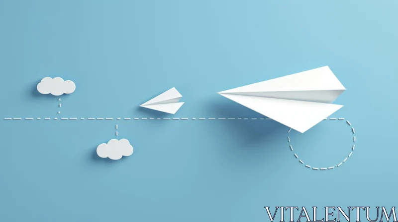 Minimalistic Leadership Concept - White Paper Plane 3D Rendering AI Image