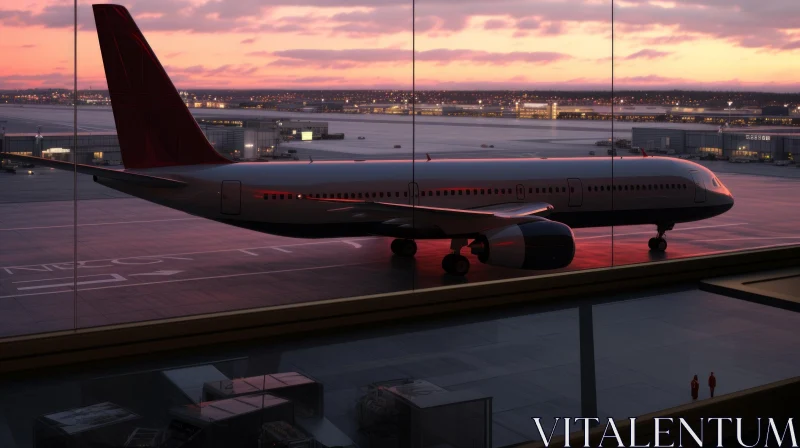 Sunset View of Passenger Plane at Airport Terminal AI Image