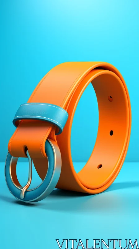 Blue and Orange Leather Belt 3D Rendering AI Image
