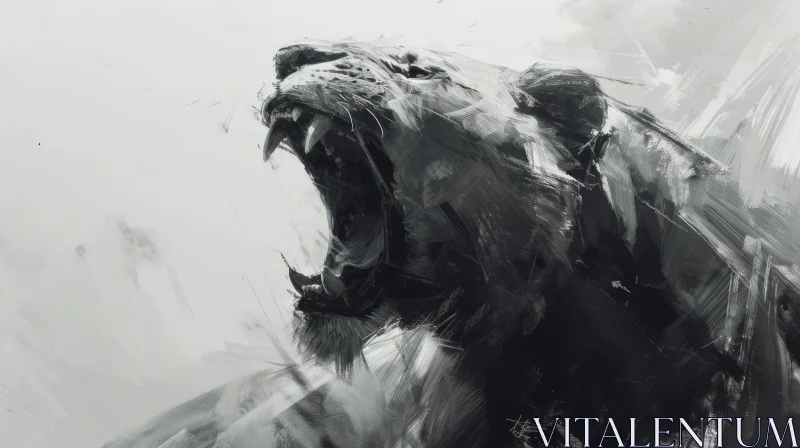 Powerful Lion Head Painting AI Image