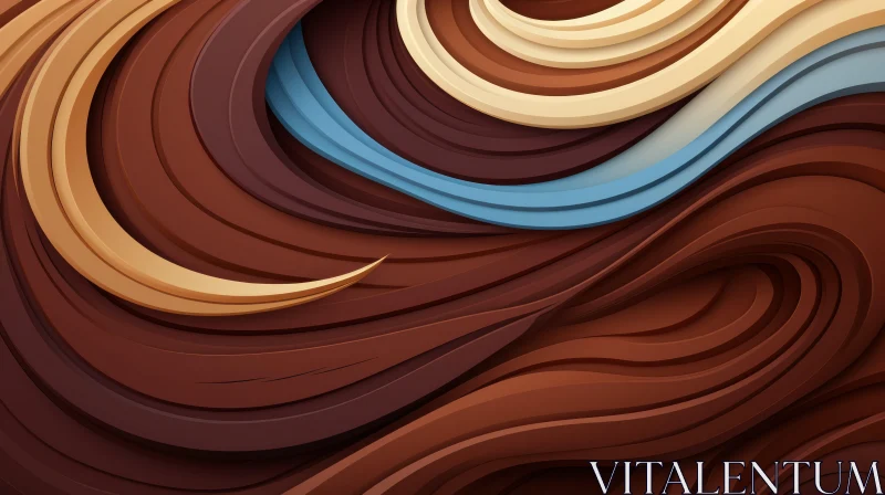 Circular Wavy Abstract Background in Brown and Blue AI Image