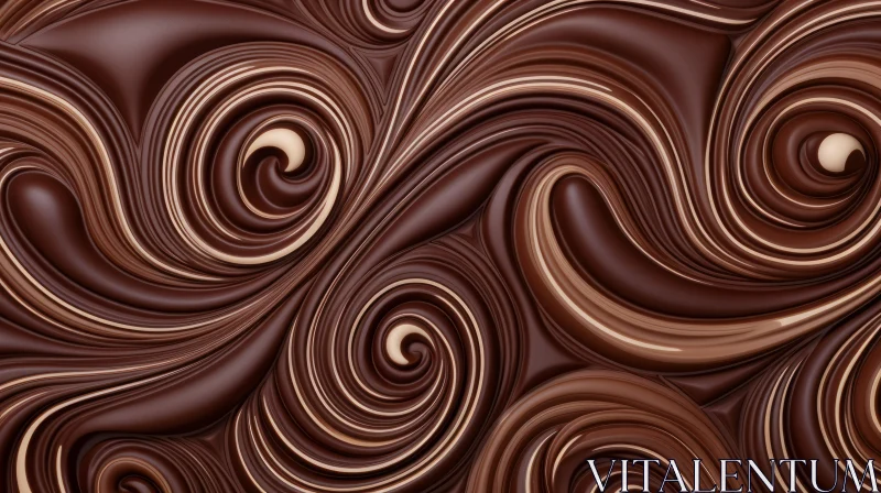 Delicious Milk Chocolate Swirls: Detailed Close-Up Image AI Image