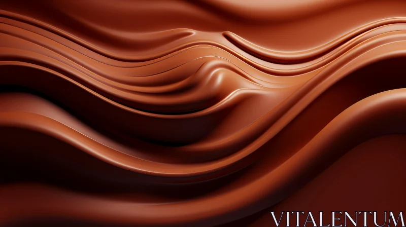 Smooth Chocolate Liquid in 3D Waves AI Image