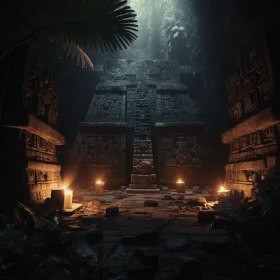 Dark Night in the Aztec Rainforest: Unreal Engine 5 and Mayan Art