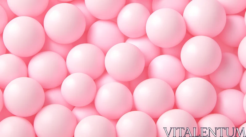 AI ART Pink 3D Rendering with Dreamy Spheres - Abstract Art