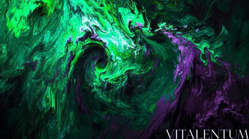 Enigmatic Green and Purple Vortex - Abstract Art AI Image