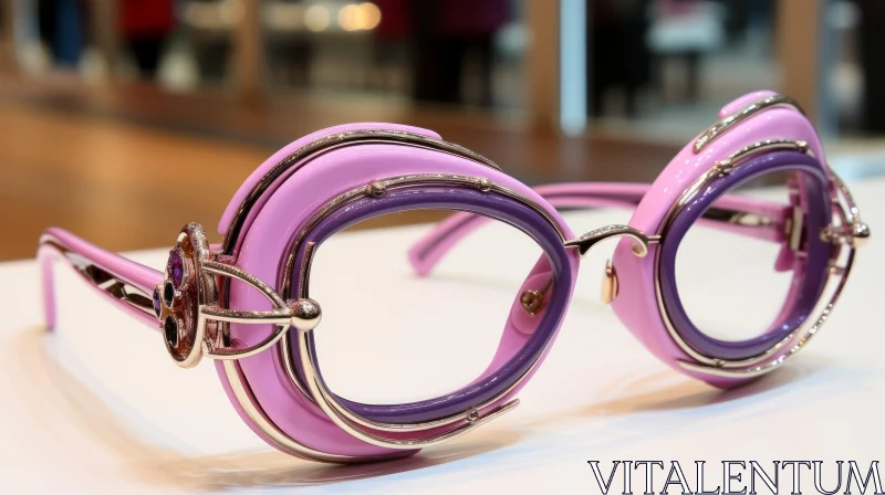 Stylish Pink Glasses with Purple Oval Frame AI Image