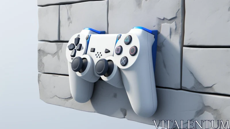 3D Rendering of Video Game Controller Hanging on Brick Wall AI Image