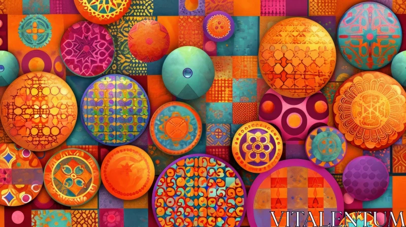 Colorful Hand-Painted Circular Motifs - Abstract Art AI Image