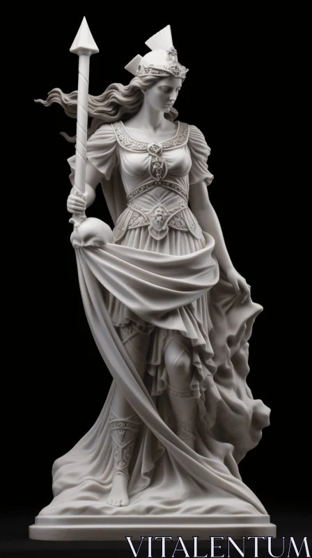 Intricate Sculpture of a Female Figure with Mythological Influences AI Image
