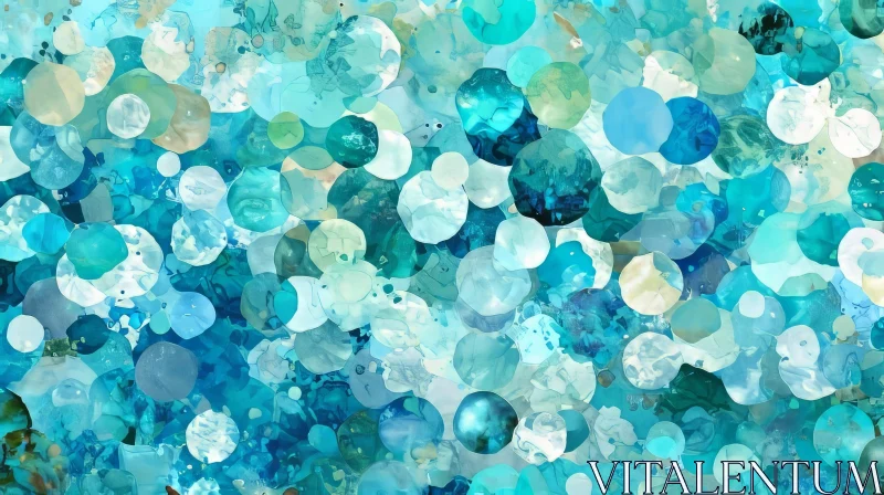 Blue Watercolor Circles Abstract Painting AI Image