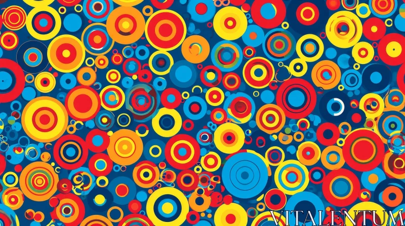 Colorful Abstract Circles on Dark Blue Background AI Image