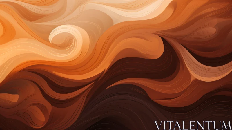 Fluidity in Brown and Orange: Abstract Liquid Art AI Image
