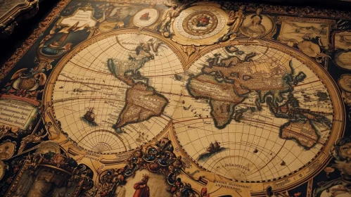 Antique World Map - Mercator Projection