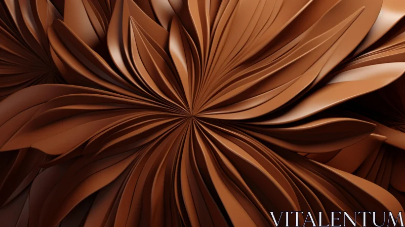 Chocolate Flower 3D Rendering - Spiral Petals Illustration AI Image