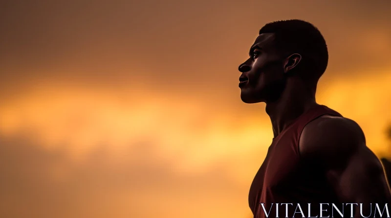 Determined African-American Man at Sunset AI Image