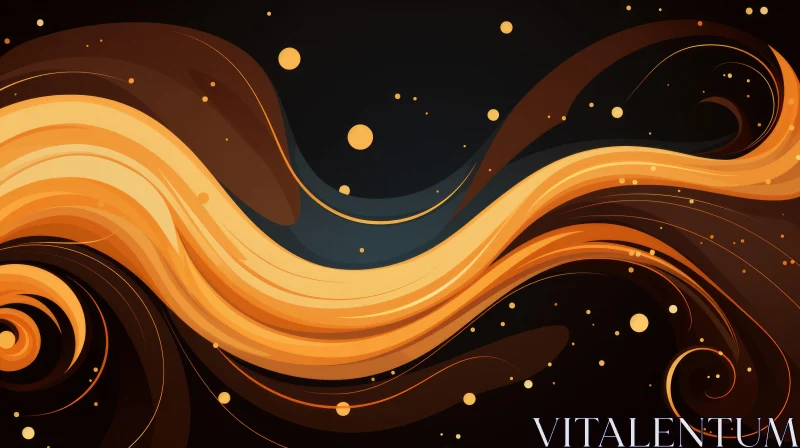 Dark Abstract Golden Wave Background AI Image