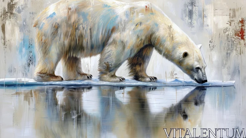 Arctic Wildlife Art: Polar Bear on Ice Floe AI Image