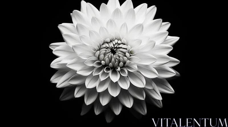 Intricate Dahlia Flower in Black and White Close-Up AI Image