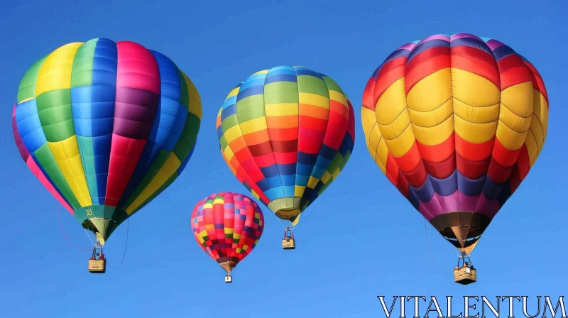 Colorful Hot Air Balloons in Clear Blue Sky AI Image