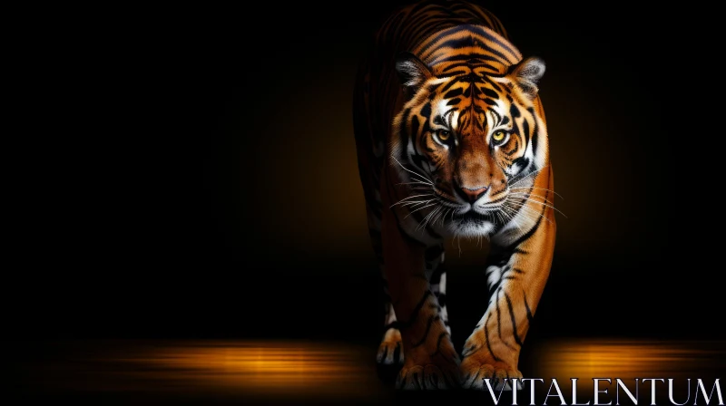Intense Tiger Portrait in Jungle Setting AI Image