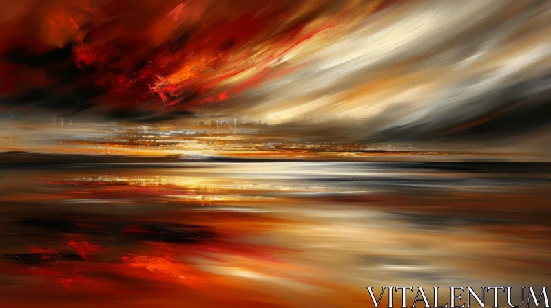 Energetic Abstract Landscape Painting on Canvas AI Image
