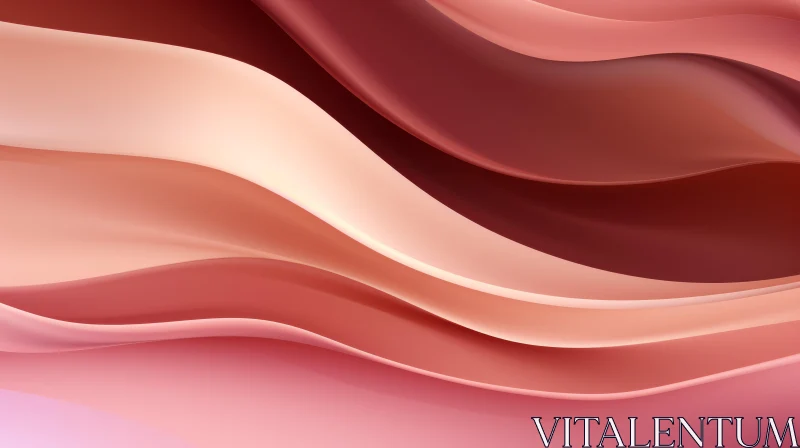 Glossy Pink and Brown Wave 3D Render - Abstract Art AI Image
