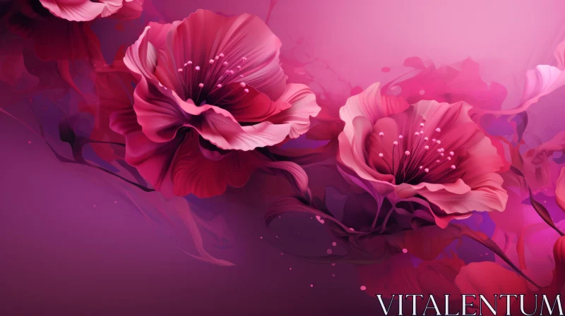 Serene Pink Floral Background for Wallpaper and Printing AI Image