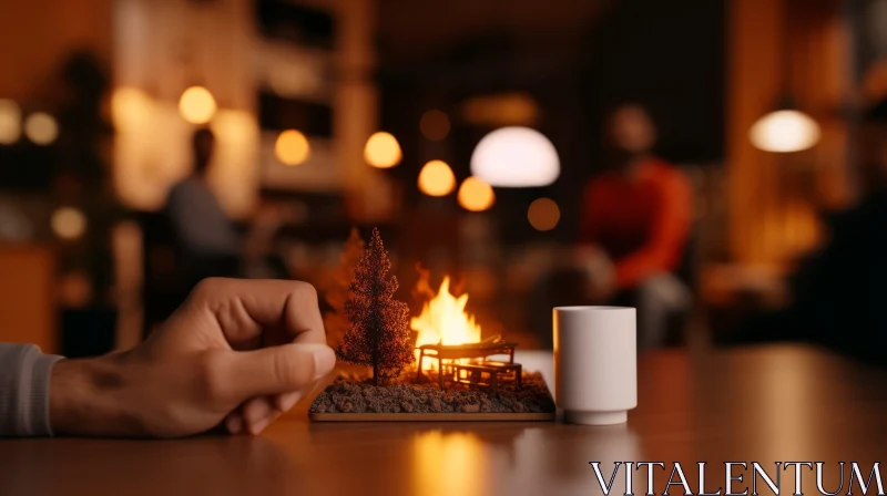 Captivating Diorama of a Cozy Campfire Scene AI Image