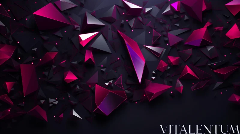 Geometric Abstract 3D Rendering in Pink and Black AI Image