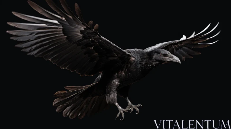 Intriguing 3D Raven Flight Art AI Image