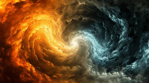 Swirling Fire and Ice Vortex Art