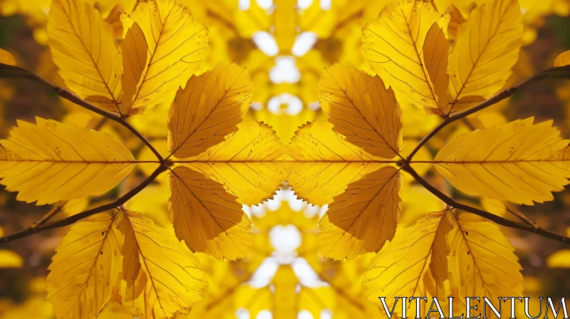 Symmetrical Autumn Leaves Pattern | Warm Nature Colors AI Image