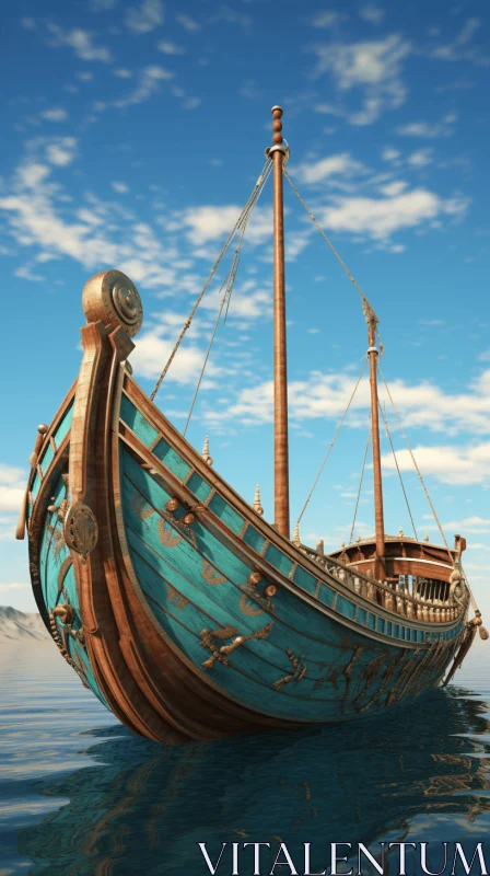 Ancient Ship in the Ocean: A Captivating Artwork AI Image