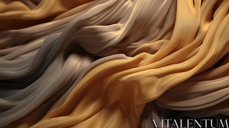 Golden Silk Fabric Texture with Pleats - Captivating Depth and Warmth AI Image