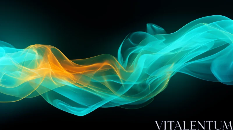 Blue and Orange Smoke Wave 3D Rendering AI Image